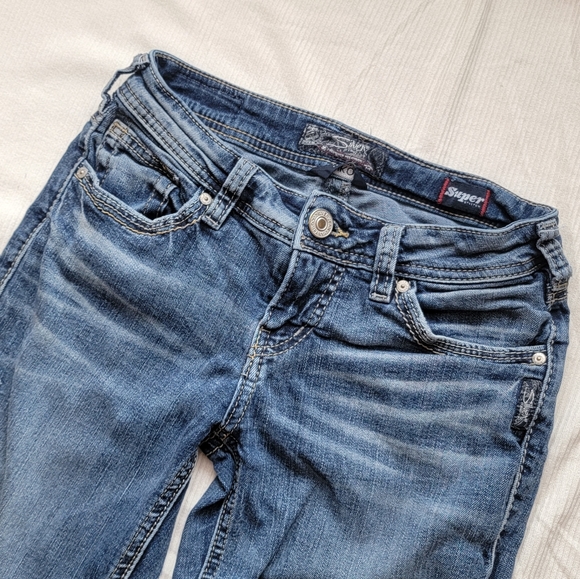 Silver Aiko Mid Flare Jeans Western Glove Works W26/L32 Super Stretch - Picture 3 of 9